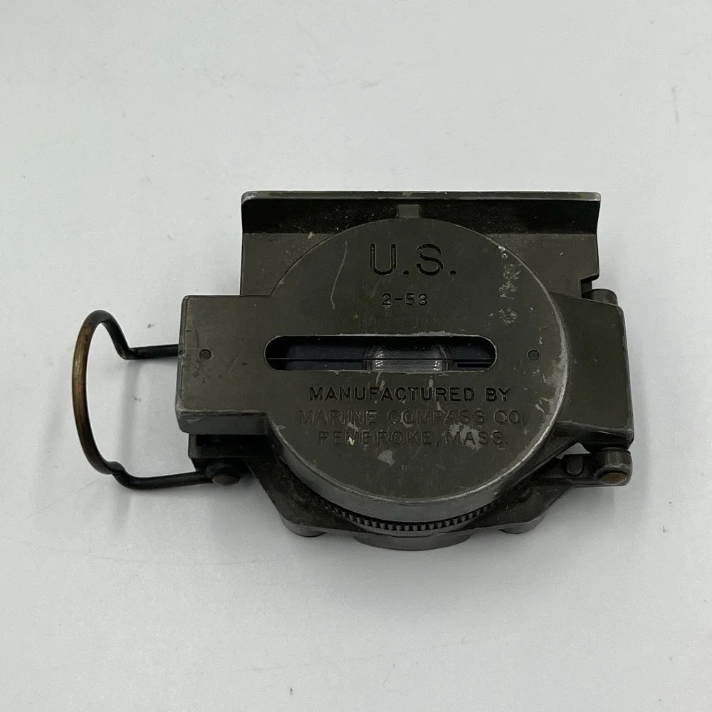 1953 Korean War Lensatic Magnetic Marine Compass Co Pembroke, Mass Marine Corp